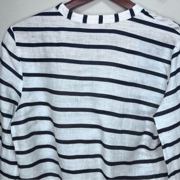 Zara Striped Blue  White Oversized Linen Shirt Size Small - Picture 6 of 8